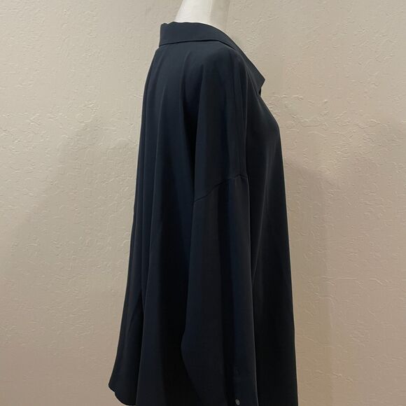 ~ J.Jill 2x Wearever Dress Black Vneck Tunic Above Knee Long Sleeve Pleated Slit - Picture 5 of 14